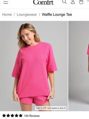 Comfrt Waffle Lounge Tee - Bright Pink
